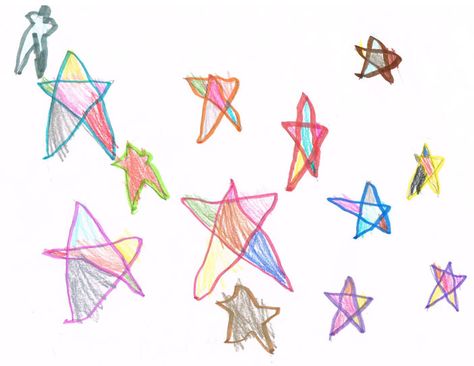 a 4 year olds art, the first time drawing stars Draw A Star, Drawing Stars, Crayon Drawings, Star Illustration, Time Drawing, Childrens Drawings, Map Wallpaper, Teach Kids, Star Art