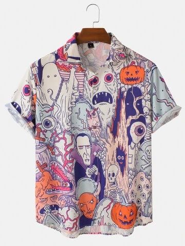 Mens Halloween Ghost Print Loose Light Casual Short Sleeve Shirts Graphic Tees Men, Mens Halloween, Ghost Print, Cartoon Shirts, Men Shirts, Short Sleeve Shirts, Halloween Costumes For Girls, Dreamy Art, Hawaii Shirt