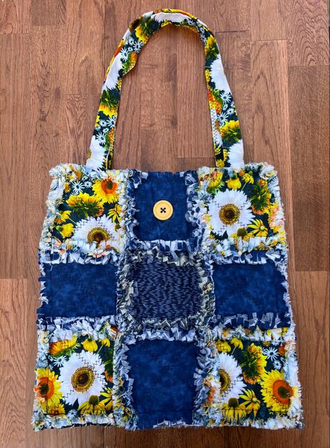 Excited to share this item from my #etsy shop: Blue Daisy Rag Quilt Bag #summerbag #blueandyellowbag #daisy #daisybag #cutebag https://etsy.me/3yLZvQT Quilt Bags, Sunflower Bag, Flannel Rag Quilts, Daisy Bags, Polka Dot Bags, Quilt Bag, Quilted Purse, Sunflower Gifts, Quilted Purses