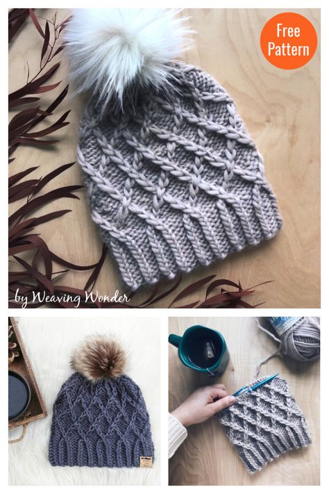 Cute Scarf Knitting Pattern, Easy Cable Knit Hat Pattern Free, Free Knitting Patterns Hats, Free Knitted Hat Patterns For Women, Free Knitting Hat Patterns, Chunky Hat Knitting Pattern Free, Loom Knitting Hats, Free Knitting Scarf Patterns, Hat Knitting Patterns Free