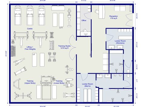 Creating gym designs for clients or a perfect home gym for yourself? You’re going to love all the new exercise equipment we’ve just added. Read all about it: https://www.roomsketcher.com/blog/new-gym-equipment/  #gymdesign #gymlayout #gymin3D #gymideas #gymfloorplan #gymfloorplans #gymplanning #gymplanner #trainingstudio #fitnesscenter #trainingstudioideas #fitnesscenterideas #trainingstudiodesign #fitnesscenterdesign #trainingstudiolayout #fitnesscenterlayout Gym Floor Plan, Home Gym Layout, Gym Architecture, Fitness Center Design, Gym Plans, Gym Design Interior, Home Gym Design Garage, Home Gym Flooring, Home Gym Garage