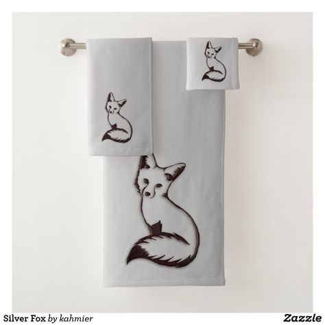 Silver Fox Bath Towel Set Custom Towel, Bathroom Towel, Silver Fox, Bath Towel Sets, Diy Stuffed Animals, Design Silver, Bathroom Towels, Pet Gifts, Artwork Design