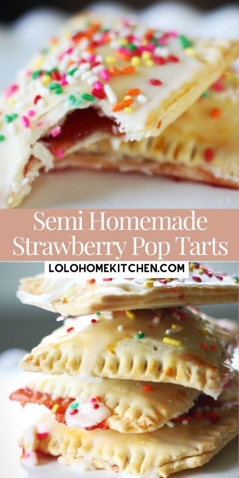 Semi Homemade strawberry pop tarts. All the childhood feelings but with a homemade taste. Homemade Pop Tarts Recipe, Strawberry Pop Tarts, Strawberry Hand Pies, Homemade Pop Tarts, Strawberry Pop, Poptart Recipe, Strawberry Pop Tart, Food Fest, Pop Tart