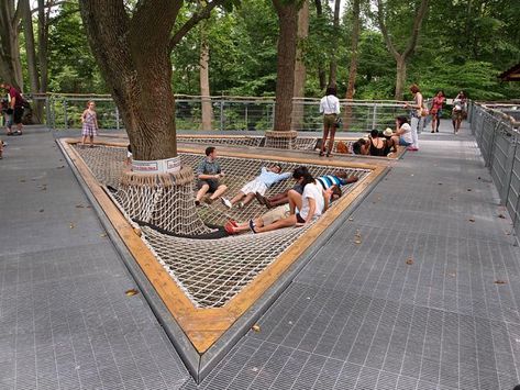 Cantilevered platform netting Morris Arboretum, Villa Architecture, Urban Landscape Design, Public Space Design, Park Landscape, Playground Design, Landscape Architecture Design, Urban Park, Urban Furniture