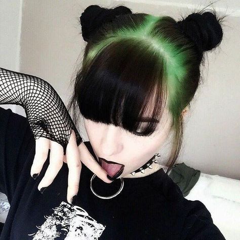 3rd next time w dark blue n pink Green Hair, Black Hair, Stockings, Funny, Hair, Green, Black