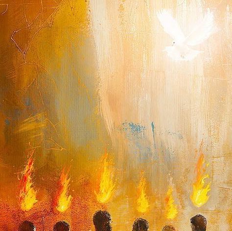 Holy Spirit Painting, Gabrielle Aesthetic, Pentecost Day, Holy Spirit Images, Holy Spirit Art, Tongues Of Fire, Kevin Carden, Come Holy Spirit, Christian Background Images