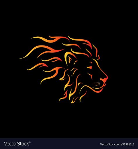 Lion Logo Black Background, Lion Graphic Art, Lion Vector Art, Lion Vector Illustration, Male Logo, Fire Lion, Tattoo Ideas Males, Lion Live Wallpaper, Lion Silhouette