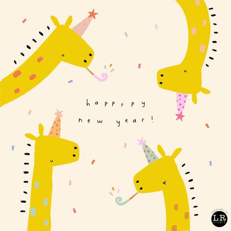 Party Hat Illustration, Confetti Illustration, Happy New Year Illustration, Giraffe Party, New Year Illustration, New Year Art, Party Confetti, Confetti Party, Custom Party