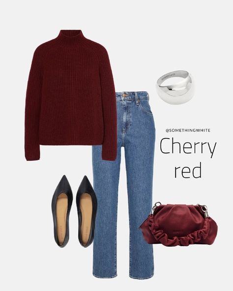 Cherry Red Outfit, Red Top Outfit, Autumn True, Cute Outfits For Fall, Red Outfit Ideas, Copper Autumn, Burgundy Outfit, Wardrobe Sets, True Autumn