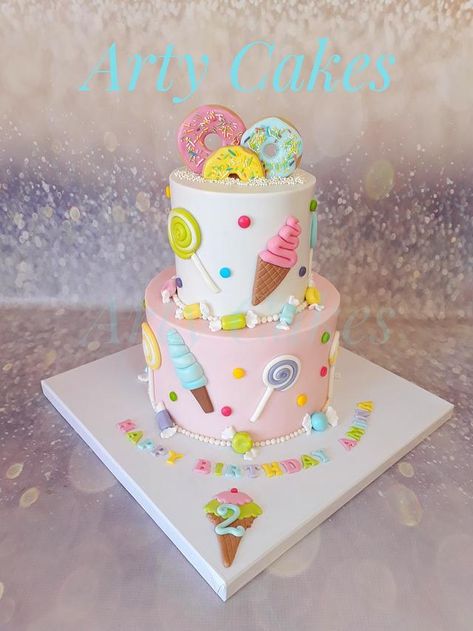 Candy Theme Cake, Kue Disney, Ice Cream Birthday Party Theme, Sweet Birthday Cake, Candyland Cake, Candy Theme Birthday Party, There's No Tomorrow, Ice Cream Birthday Cake