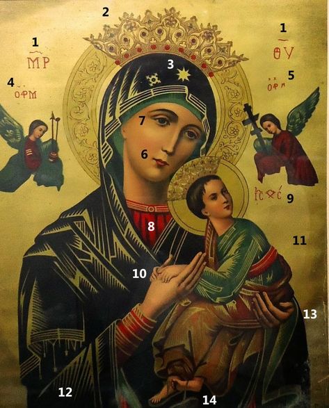 Our Lady of Perpetual Help: The Rich Symbolism in the Icon St Gabriel Archangel, Our Lady Of Perpetual Help, Lady Of Perpetual Help, Catholic Doctrine, Saint Gabriel, St Peter And Paul, Powerful Symbols, Catholic Pictures, Images Of Mary