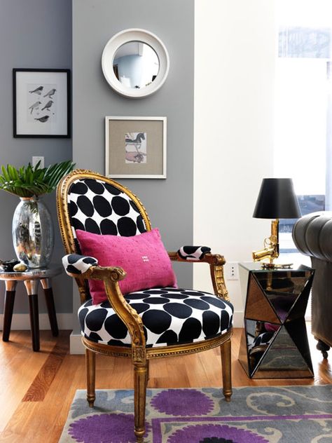 Kimberly Steward’s Live + Work Manhattan Apartment by Marcus Hay Polka Dot Chair, Reupholster Chair, Painted Chairs, Antique Chairs, Take A Seat, Dream Decor, Interior Projects, A Chair, White Polka Dot