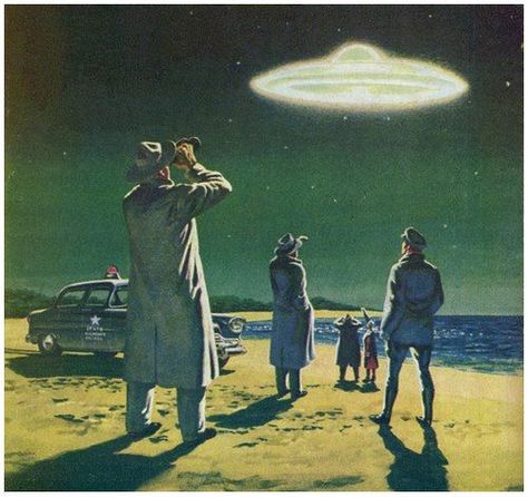 SIGHTING! https://www.pinterest.com/maythefork/sci-fi-retro-vintage/ https://www.pinterest.com/innovari/ufo-alien-art/ Indrid Cold, Art Spatial, Ufo Art, Alien Artwork, Art Alien, 70s Sci Fi Art, Science Fiction Illustration, Aliens And Ufos, Space Aliens