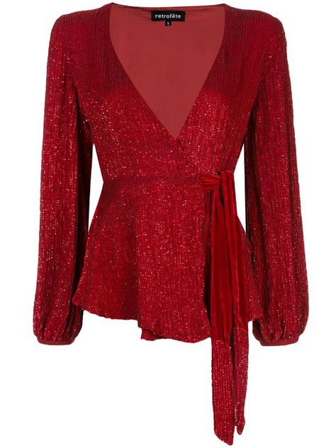 sequin embroidered blouse Shomiz Blouses, Satin Top Outfit, Red Sequin Top, Hijab Dress Party, Trendy Christmas Outfits, Soiree Dress, Red Sequin, Red Blouses, Embroidered Blouse