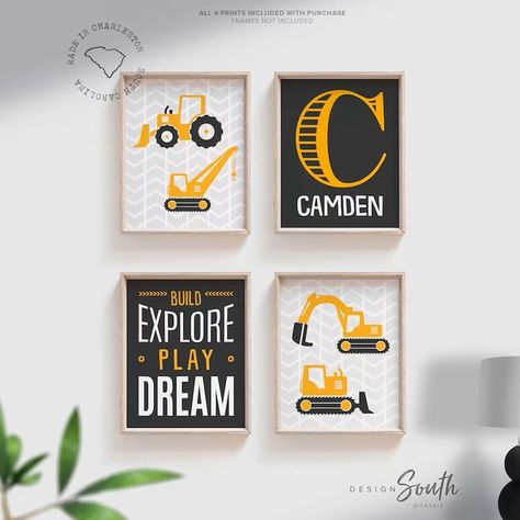 Boys Bedroom Construction, Construction Theme Bedroom, Construction Nursery, Boys Bedroom Themes, Bedroom Theme, Big Boy Bedrooms, Construction Theme, Nursery Decor Boy, Nursery Playroom