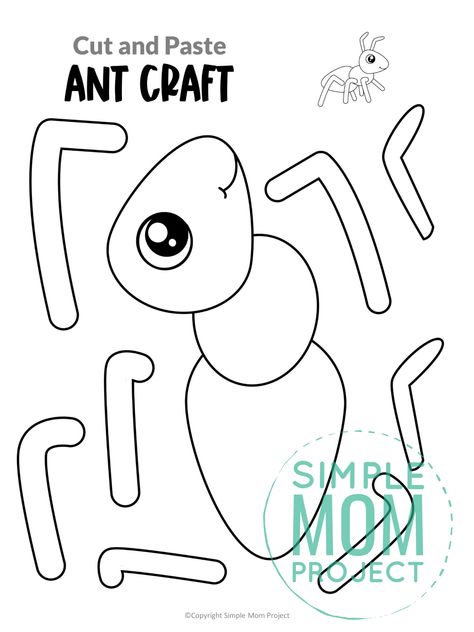 Ant Puppet Craft, A For Ant Craft, Ant Art For Toddlers, Ant Craft For Kids, Ant Preschool Craft, Insect Crafts Preschool Free Printable, Preschool Ant Craft, Insect Templates Free Printable, Ants Go Marching Craft