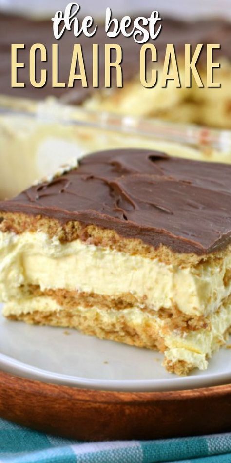 No Bake Eclair, Chocolate Eclair Dessert, Eclairs Dessert, No Bake Eclair Cake, Eclair Cake Recipes, Chocolate Eclair Cake, Dessert Oreo, Cake Form, Eclair Cake