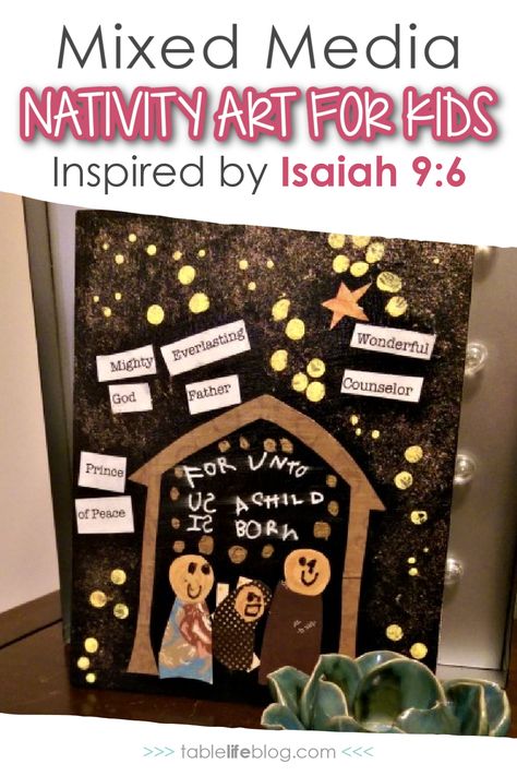 Add some art to your Christmas learning plans with this mixed media nativity art project inspired by Isaiah 9:6. Nativity Art Projects For Elementary, Nativity Art Projects, December Themes, December Preschool, Nativity Art, Art Ideas For Kids, Nativity Painting, Christmas Learning, Christmas Lesson