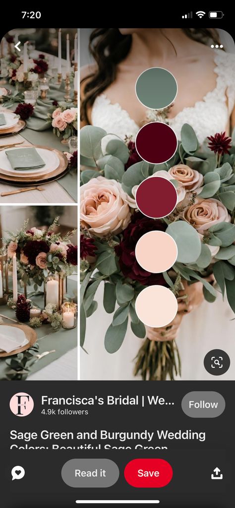 Wine Red And Green Wedding, Sage Autumn Wedding, Wedding Themes Maroon, Garnet And Emerald Wedding Colors, Wine Colour Wedding Theme, Wedding Colors With Burgundy, Wine And Sage Wedding, Maroon And Olive Green Wedding, Maroon Wedding Palette