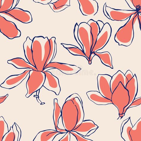 Modern abstract Magnolia flowers background. Floral Seamless pattern. Pastel scandinavian colors palette. Textile composition, h vector illustration Abstract Flowers Illustration, Magnolia Flower Illustration, Abstract Floral Print Pattern, Modern Flower Pattern, Abstract Floral Illustration, Abstract Magnolia Painting, Modern Flower Illustration, Abstract Flower Print, Seamless Abstract Pattern