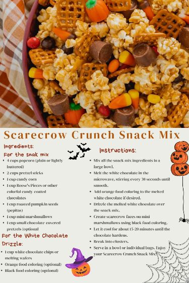 Fall Snack Mixes, Snack Mix Recipe, Halloween Snack Mix, Trail Mix Recipes, Halloween Decoration Ideas, Halloween Snack, Pumpkin Recipe, Chex Mix Recipes, Easy Halloween Food