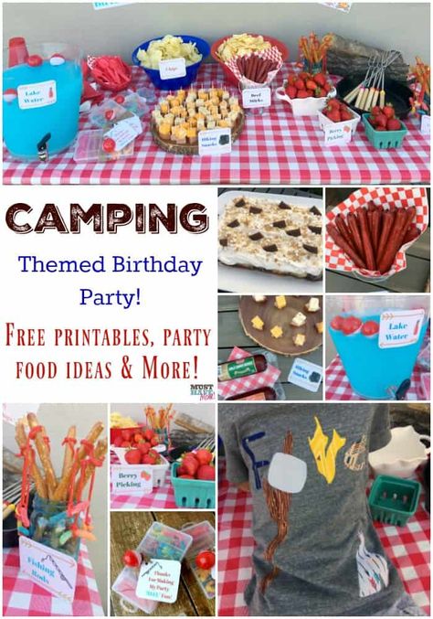 Camping Party Food, Camping Party Foods, Camping Themed Birthday Party, Camping Theme Birthday Party, Theme Snack, Camping Theme Birthday, Glamping Party, Camping Snacks, Indoor Camping