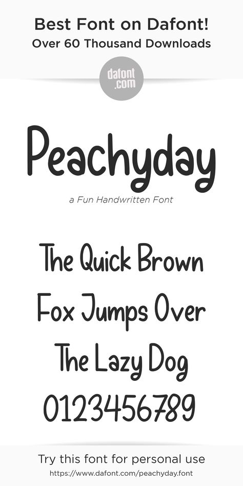 Try this font for your personal use. Suitable for making wedding invitations, t-shirts, social media branding or just used to express words above the background.
https://www.dafont.com/peachyday.font
#dafont #freefont #freebies #free #downloads #bestfont Dafont Fonts, Making Wedding Invitations, Media Branding, Great Fonts, Handwritten Fonts, Social Media Branding, Free Downloads, Cool Fonts, Over 60