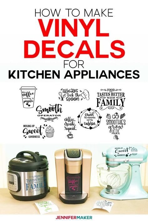 How to Make Vinyl Decals for Instant Pots and other Kitchen Appliances on Your Cricut Jennifer Maker, Vinyle Cricut, Cricut Help, Cricut Supplies, Cricut Explore Projects, Idee Cricut, Kitchenaid Mixer, Projets Cricut, Maker Project