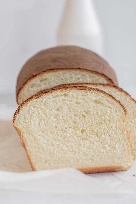 Beautiful condensed milk bread that has been beautifully sliced on a bench. Fluffy Condensed Milk Bread, Condensed Milk Bread, Pumpkin Sourdough, Sourdough Muffins, Milk Bread Recipe, Chewy Bread, How To Store Bread, Sandwich Bread Recipes, Swirled Bread