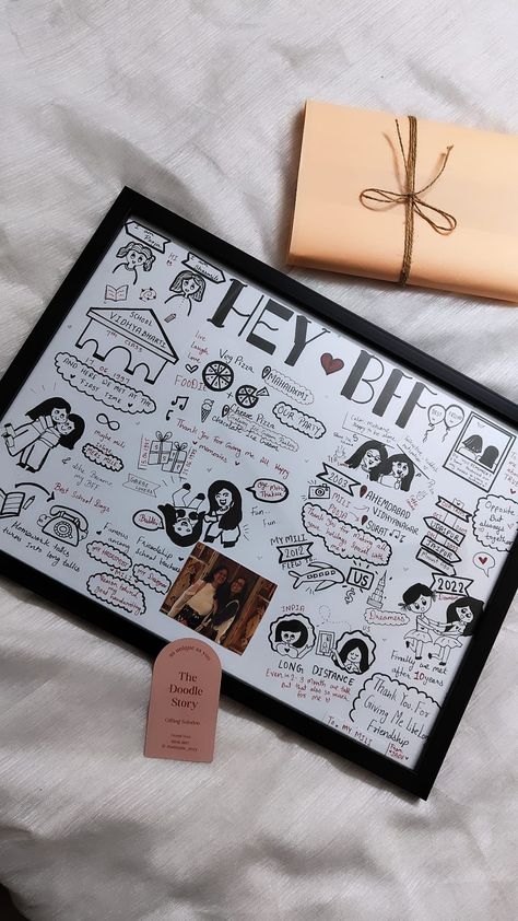 Doodle Frames, Best Friend Doodles Best Friend Doodles Aesthetic, Bff Doodles Friendship, Friendship Journal Ideas Best Friends, Best Friend Diary Ideas, Bff Doodles, Writing Wattpad, Diy Birthday Gifts For Dad, Aesthetic Crafts, Birthday Doodle