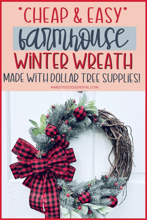 Winter Wreaths Diy, Southern Wreaths, Dollar Tree Farmhouse, Winter Wreath Diy, Happy New Year Banner, New Year Banner, Floral Picks, Holiday Games, Led Fairy Lights