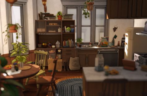 Copperdale House, Sims 4 Outside Decor, Sims 4 Cozy House, Sims 4 Laundry Room, Sims Decoration, Sims 4 Living Room Ideas, Sims 4 Room Ideas, Ts4 Interior, Sims 4 Living Room