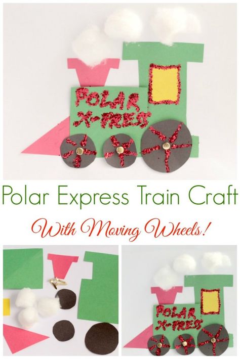 Choo, choo! This cute and fun Polar Express Train Craft has moving wheels and super easy to make in a preschool or kindergarten classroom. Polar Express Train Craft, Polar Express Crafts, Train Craft, Polar Express Activities, Polar Express Christmas Party, Polar Express Theme, Train Crafts, Polar Express Party, Polar Express Train