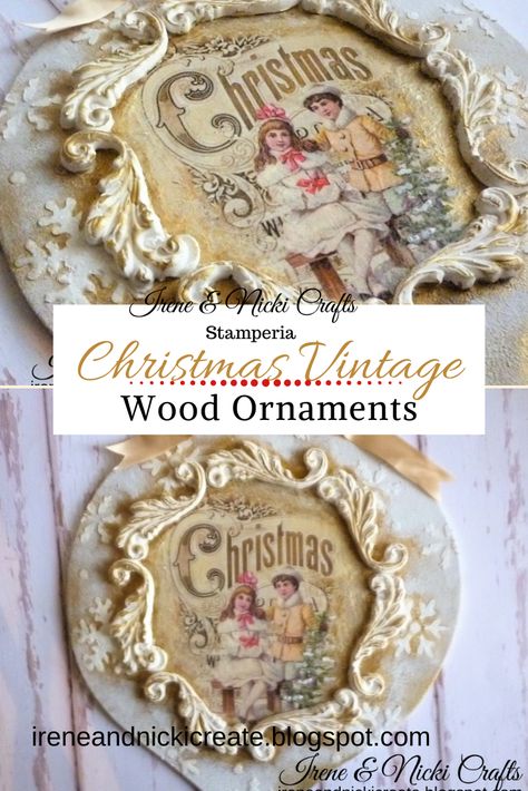 Decoupaged Ornament  #stamperia #ricepaper #acrylicpaints #molds #airdryclay Decoupage Ornaments Diy, Iod Christmas Ideas, Decopage Ideas Christmas Ornaments, Iod Christmas Ornaments, Decoupage Ornaments Xmas, Decoupage Baubles Diy Christmas, Decoupage Ornaments, Iod Baubles Mould, Iod Molds