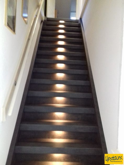 Cement Stairs Indoor, Step Lighting Indoor Stairs, Interior Updates, Stair Ladder, Black Stairs, Open Trap, Stairs Makeover, Light Sofa, Stair Railings