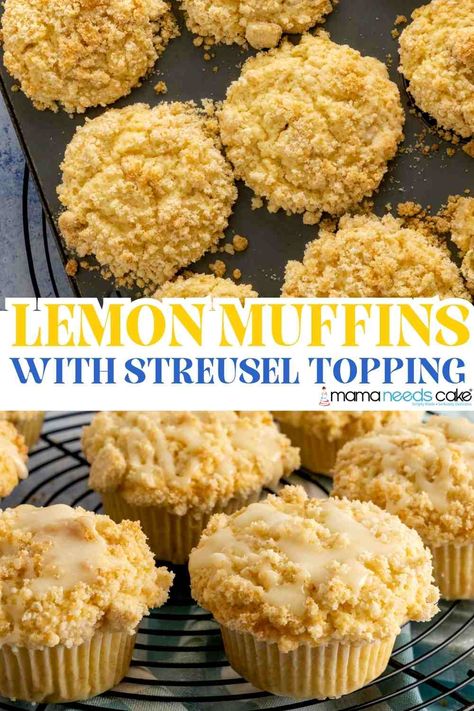 These lemon muffins are made with freshly squeezed lemon juice and topped with a crumbly and delicious streusel topping. Crumb Topping For Muffins, Streusel Topping For Muffins, Muffin Top Recipes, Streusel Topping Recipe, Muffins With Streusel Topping, Lemon Muffin Recipes, Crumb Muffins, Streusel Muffins, Poppy Seed Muffins