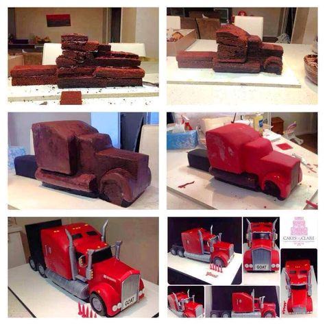 https://www.facebook.com/cakesbyclare/timeline Tow Truck Cake, Easy Truck Cake, How To Make A Truck Cake, Optimus Prime Truck Cake, Semi Truck Birthday Cake, Truck Cake, Truck Design Cake, Cake Truck For Men, Semi Truck Cake Tutorial