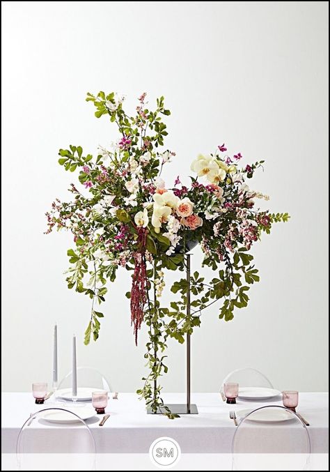 Tall Arrangements, Modern Wedding Centerpieces, Katie White, Tall Floral Arrangements, Mauve Flowers, Wholesale Decor, Tall Centerpiece, Romantic Ceremony, Modern Wedding Reception