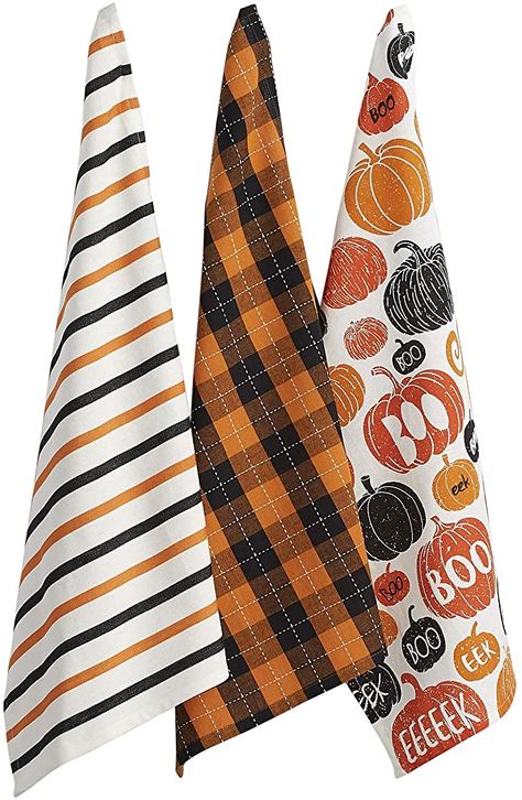 Pumpkin Boo, Halloween Kitchen Towels, Fun Pumpkins, Halloween Kitchen, Linen Store, Spooky Designs, Tea Towel Set, Kitchen Towel Set, Halloween Season