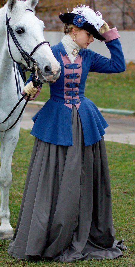 Georgian era Riding Habit Colonial Era Fashion, Redingote 18th Century, Colonial Clothing, Kaleidoscope Fashion, 18th Century Women, Riding Habit, 18th Century Dress, 18th Century Costume, Side Saddle