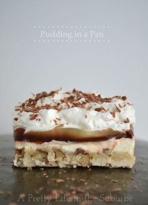 Pudding in a Pan - A Pretty Life In The Suburbs Easy Pudding, Shortbread Cookie Crust, Kinds Of Desserts, Pretty Life, A Piece Of Cake, The Suburbs, Vanilla Pudding, Yummy Sweets, Piece Of Cake