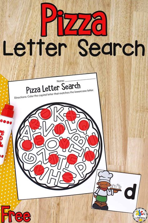 This free printable Pizza Letter Search Activity is a fun way for your kids to work on identifying letters, matching letters, and much more! Summer Literacy Activities, Printable Ice Cream, School Pizza, Letter Matching Activities, Identifying Letters, Letter Recognition Activities, Pizza Art, Teacher Activities, Letter Find