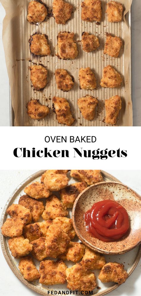 Oven Baked Chicken Nuggets, Best Chicken Nugget Recipe, Healthy Breaded Chicken, Oven Crispy Chicken, Chicken Nuggets Baked, Baked Nuggets, Homemade Chicken Nuggets Baked, Shake N Bake Chicken, Healthy Chicken Nuggets