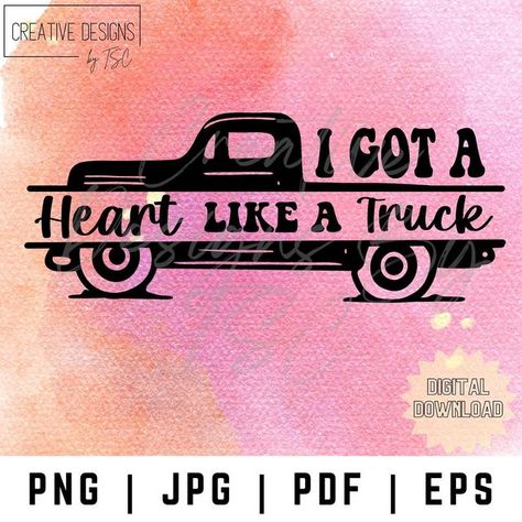 Creative Designs By TSC on Instagram: "I got a heart like a truck 💕 ✨ Digital Files available in my Etsy shop ✨ • • #laineywilson #laineywilsonlyrics #laineywilsonsvg #laineywilsonshirts #etsylisting #digitalfiles #instantdownloads" I Got A Heart Like A Truck Svg, Heart Like A Truck Lyrics, Heart Like A Truck, Country Svg, Lainey Wilson, Cute Country, Old Truck, Cute N Country, Heart Svg