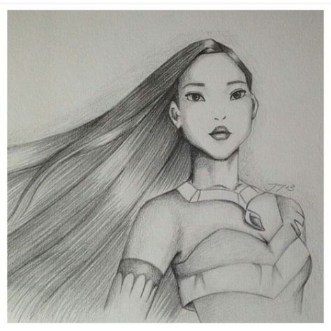 Wonderful pencil art of Pocahontas Sketch Ideas Doodles, Pocahontas Real, Pocahontas Drawing, Disney Pencil Drawings, Disney Sleeve, Cartoon Drawings Disney, Disney Drawings Sketches, Disney Canvas, Disney Pocahontas