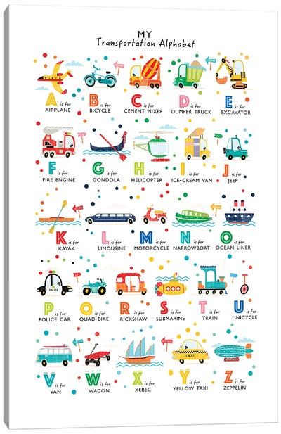 Kids Educational Art Canvas Artwork | iCanvas Transportation Alphabet, Geometric Formulas, New World Map, World Map Painting, Numerical Patterns, Decorative Typography, Transportation For Kids, Altered Canvas, Alphabet Art