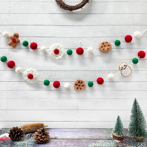 PRICES MAY VARY. 🎅Unique Design – The Christmas banner garland is made of 100% premium wool felt, features 6 felted gorgeous Christmas ornaments( 1 gingerbread man, 2 flower, 2 cookie, 1 snowman with 21 christmas pom pom balls in between). Whole banner is with rich 3D christmas elements in red, green and white. 🎄Perfect Size – This Hand Made decorative christmas garlands measures 8.3ft/2.5M, easy and nice to use anywhere, comes assembled, no DIY needed, easy to storage. 🎅Strong Stitching – Ea Wool Felt Christmas, Easy Kids Christmas, Fireplace Windows, Christmas Pom Pom, Natural Ornaments, 2 Flowers, Banner Garland, Felt Christmas Decorations, Christmas Banner