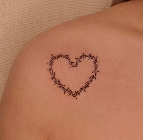 Rose Thorn Heart Tattoo, Crown Of Thorns Heart Tattoo, Thorned Heart Tattoo, Thorny Heart Tattoo, Heart Stomach Tattoo, Barbed Heart Tattoo, Heart With Chains Tattoo, Heart Thorns Tattoo, Protected Heart Tattoo