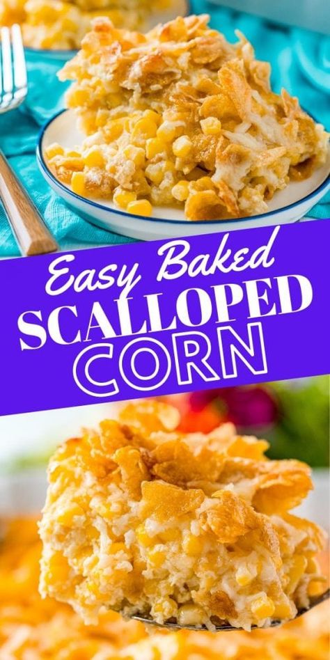 Scalloped Corn Casserole, Scalloped Corn, Corn Side, Corn Recipes Side Dishes, Easy Baked Pork Chops, Baked Ranch Chicken, Corn Side Dish, Chicken Wing Recipes Baked, Lobster Recipes Tail