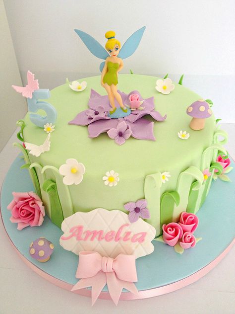 Tinkerbell Birthday cake Tinkerbell Birthday Cakes, Fairy Birthday Cake, Tinkerbell Birthday, Tinkerbell Cake, Tinkerbell Fairy, Tinkerbell Party, Fairy Cake, Fairy Cakes, A Birthday Cake